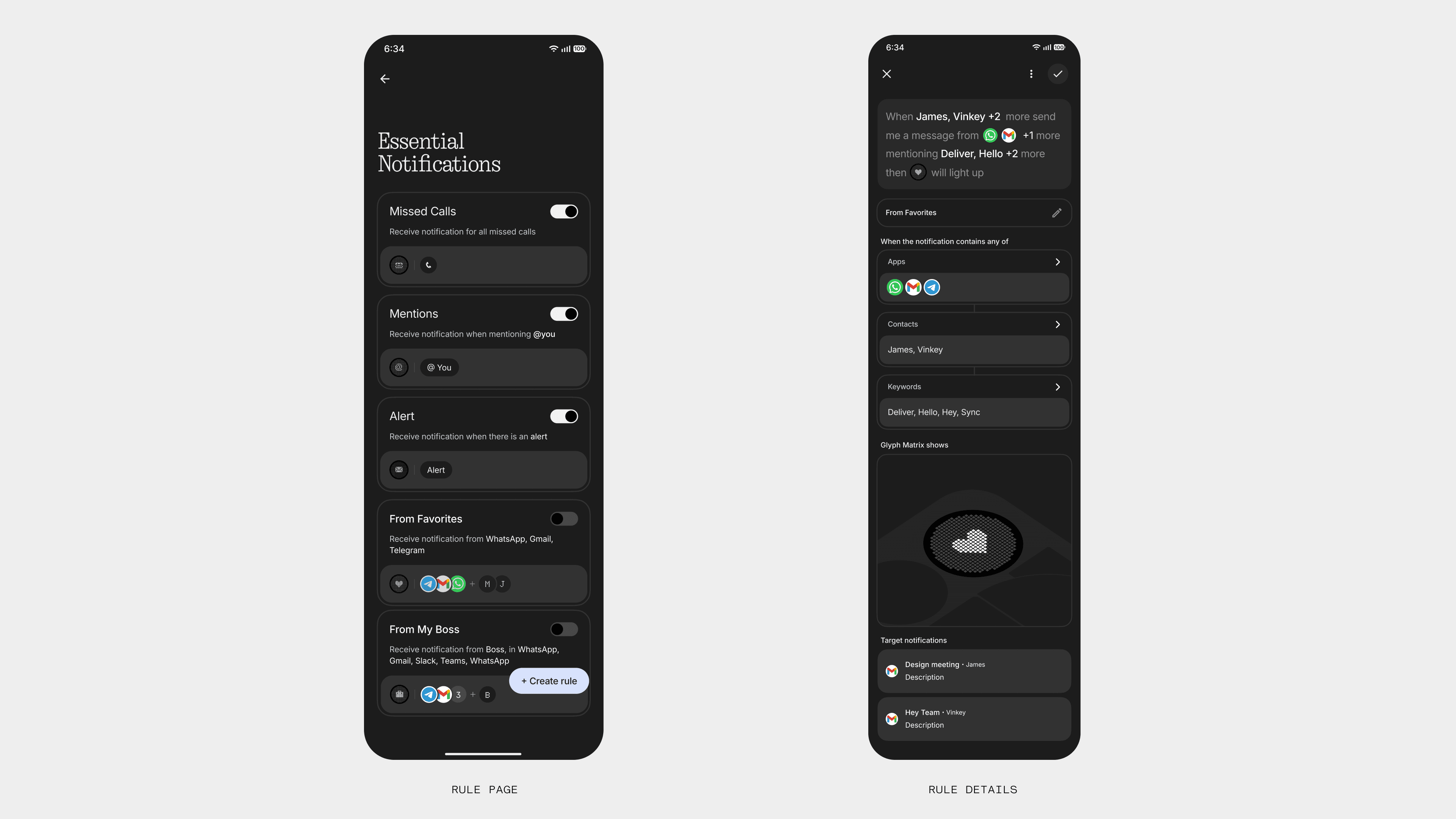 Essential Notification settings and Glyph feedback states